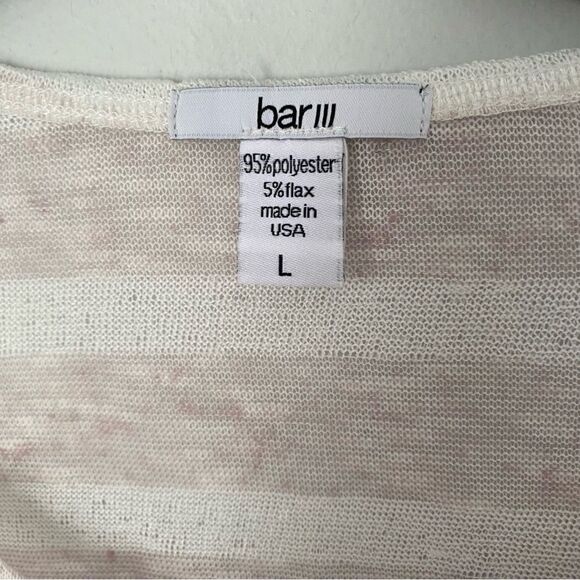 Bar III Women’s Long Sleeve Crew Neck Striped Cropped Mesh Thin Sweater size L - Picture 2 of 4